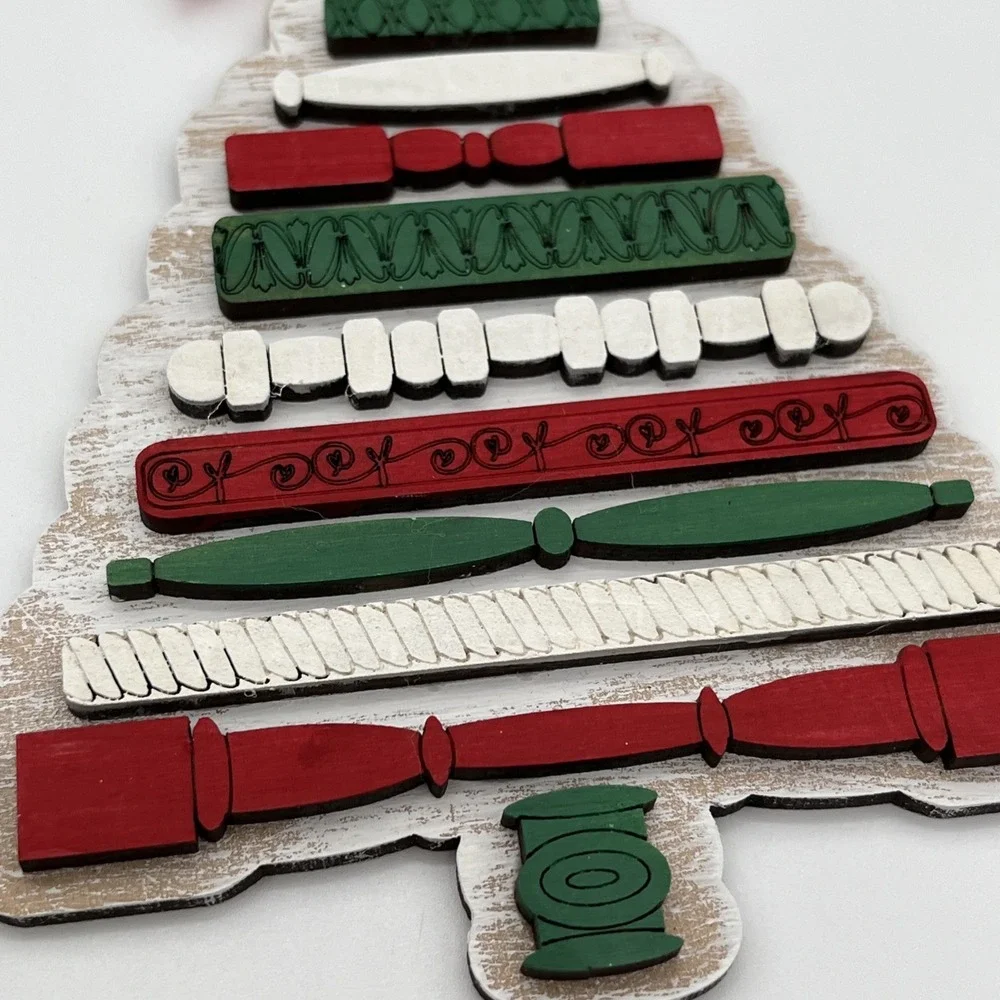 Lot of 11 Wooden Christmas Ornaments Tree Snowman Star Rustic Farmhouse Decor